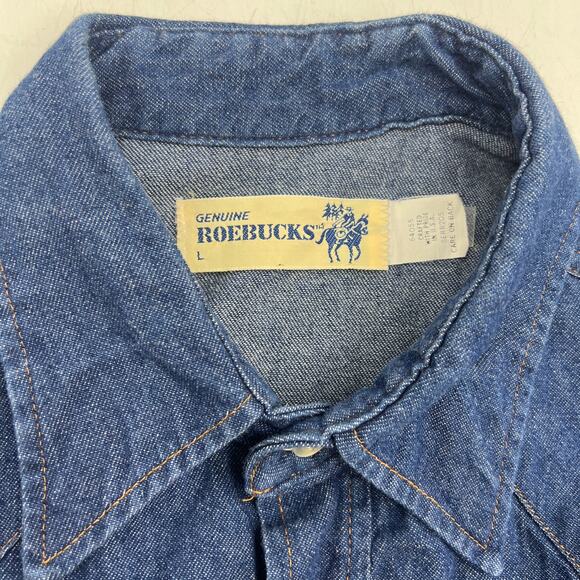 Vintage Roebucks Denim Pearl Snap Shirt - Picture 3 of 9